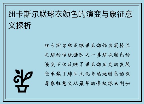 纽卡斯尔联球衣颜色的演变与象征意义探析 纽卡斯尔联球衣颜色的演变与象征意义探析