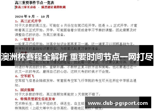 澳洲杯赛程全解析 重要时间节点一网打尽